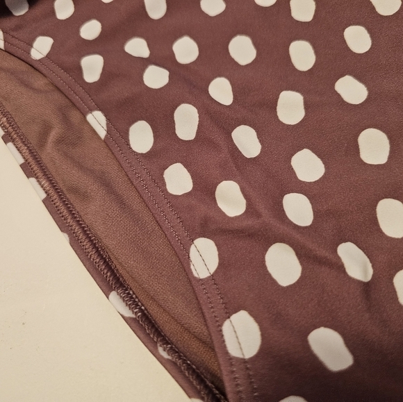 Abercrombie & Fitch Brown and White Dotted Bikini Bottom - Picture 4 of 6